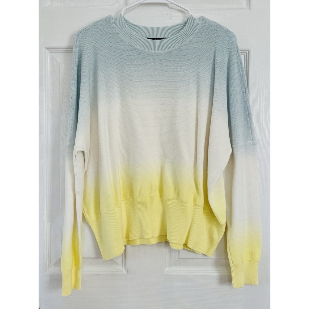 En‎ Thread Women's Ombre Tie Dye Crewneck Long Sleeve Sweater 100% Cotton Size L